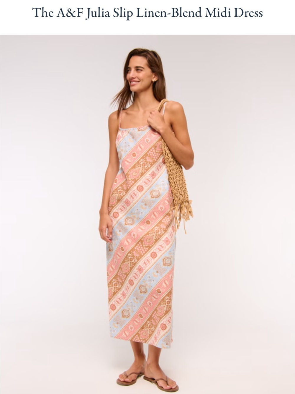 The A&F Julia Slip Linen-Blend Midi Dress